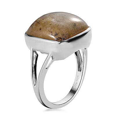Madagascar Fire Labradorite Solitaire Ring in Platinum Over Sterling Silver (Size 10.0) 12.00 ctw