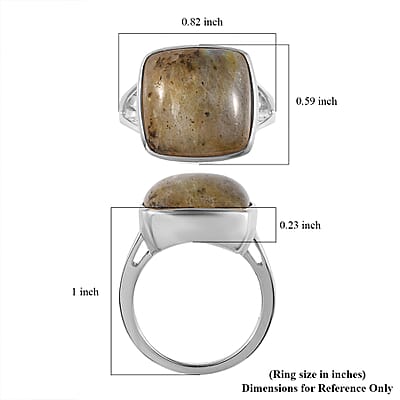 Madagascar Fire Labradorite Solitaire Ring in Platinum Over Sterling Silver (Size 10.0) 12.00 ctw
