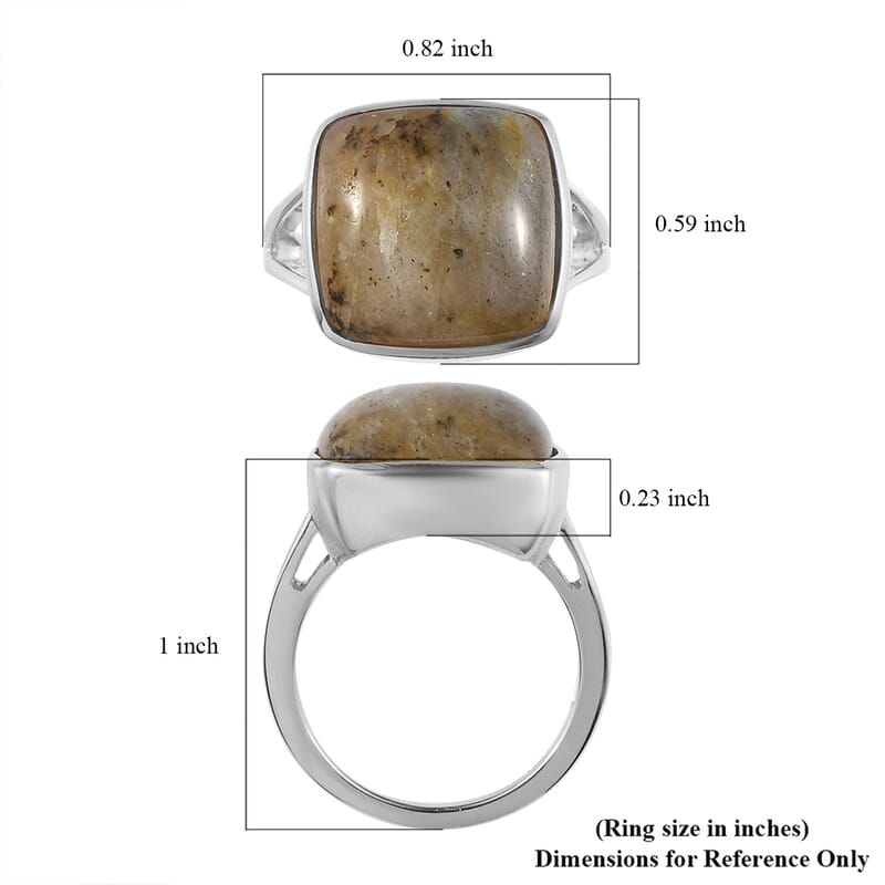 Madagascar Fire Labradorite Solitaire Ring in Platinum Over Sterling Silver (Size 10.0) 12.00 ctw