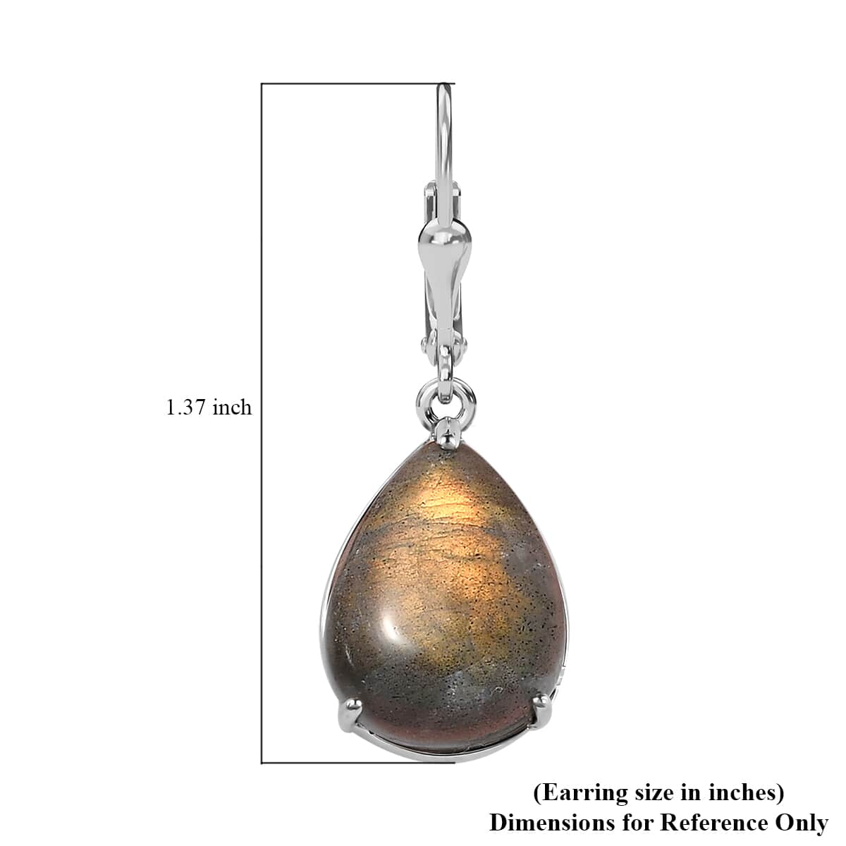 Madagascar Fire Labradorite Lever Back Earrings in Platinum Over Sterling Silver 18.60 ctw image number 4