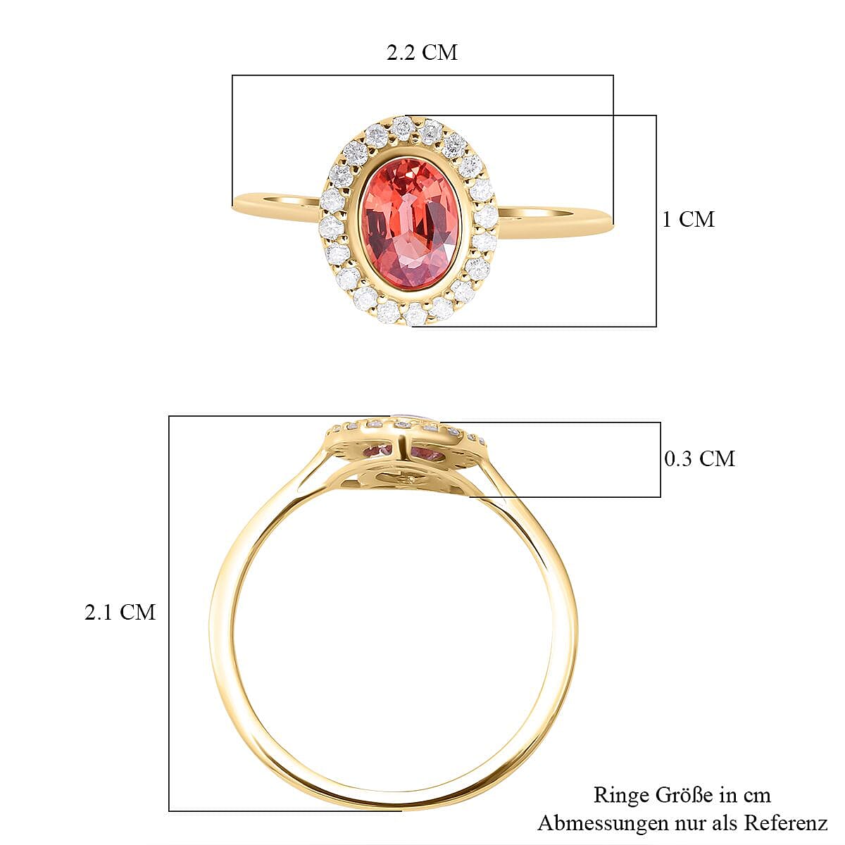 AAA Songea Sapphire and Diamond I1 1.30 ctw Ring in 14K Yellow Gold (Size 10.0)
