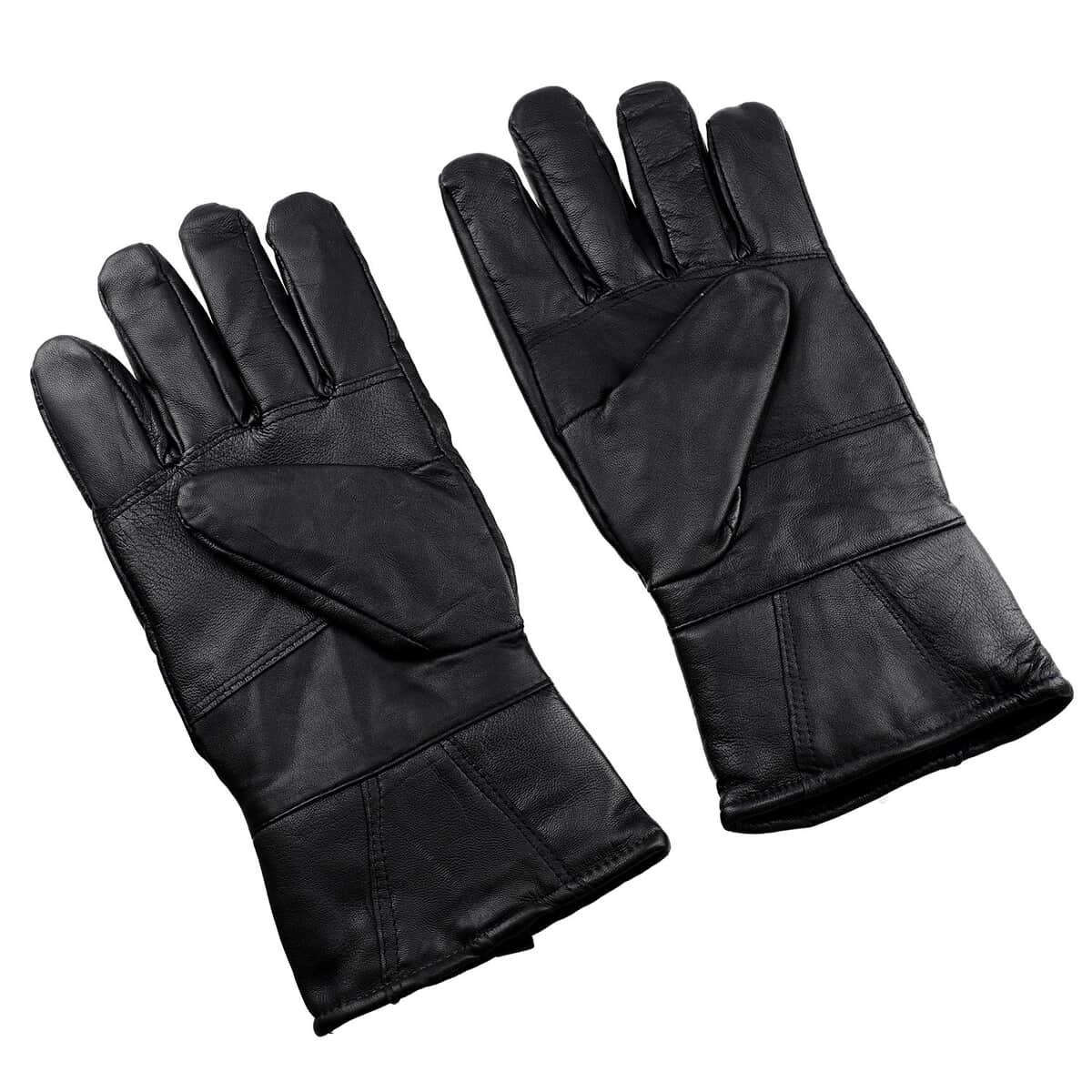 Black Warm and Flexible Genuine Leather Gloves , Driving Gloves , Leather Work Gloves , Bike Gloves , Winter Gloves image number 4