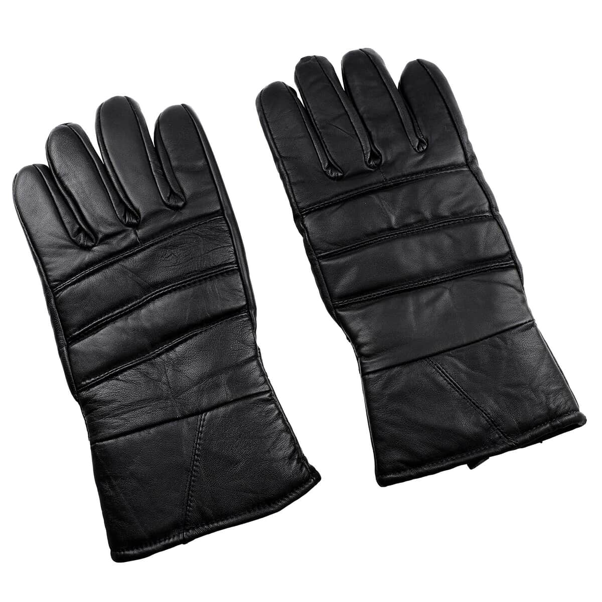 Black Warm and Flexible Genuine Leather Gloves , Driving Gloves , Leather Work Gloves , Bike Gloves , Winter Gloves image number 5