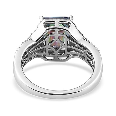 Brazilian Periwinkle Bloom Petalite, Natural Champagne and White Zircon Ring in Platinum Over Sterling Silver (Size 10.0) 2.10 ctw