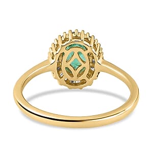AAA Colombian Emerald and White Diamond 1.06 ctw Ring in 14K Yellow Gold (Size 8.0)
