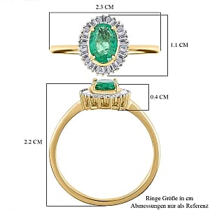 AAA Colombian Emerald and White Diamond 1.06 ctw Ring in 14K Yellow Gold (Size 8.0)