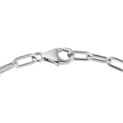 Radiant Cut Brazilian Periwinkle Bloom Petalite Paper Clip Chain Bracelet in Platinum Over Sterling Silver (7.25 In) 6.10 ctw