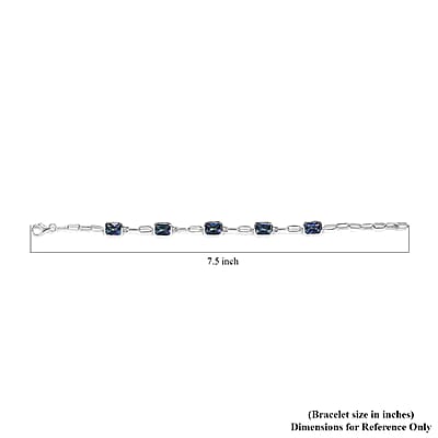 Radiant Cut Brazilian Periwinkle Bloom Petalite Paper Clip Chain Bracelet in Platinum Over Sterling Silver (7.25 In) 6.10 ctw