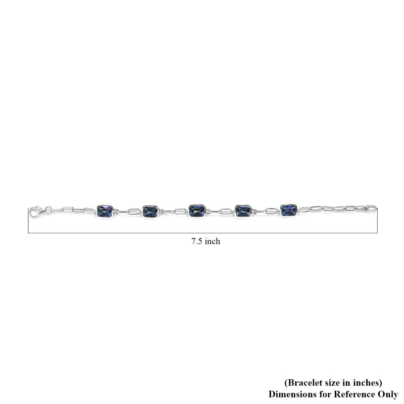 Radiant Cut Brazilian Periwinkle Bloom Petalite Paper Clip Chain Bracelet in Platinum Over Sterling Silver (7.25 In) 6.10 ctw