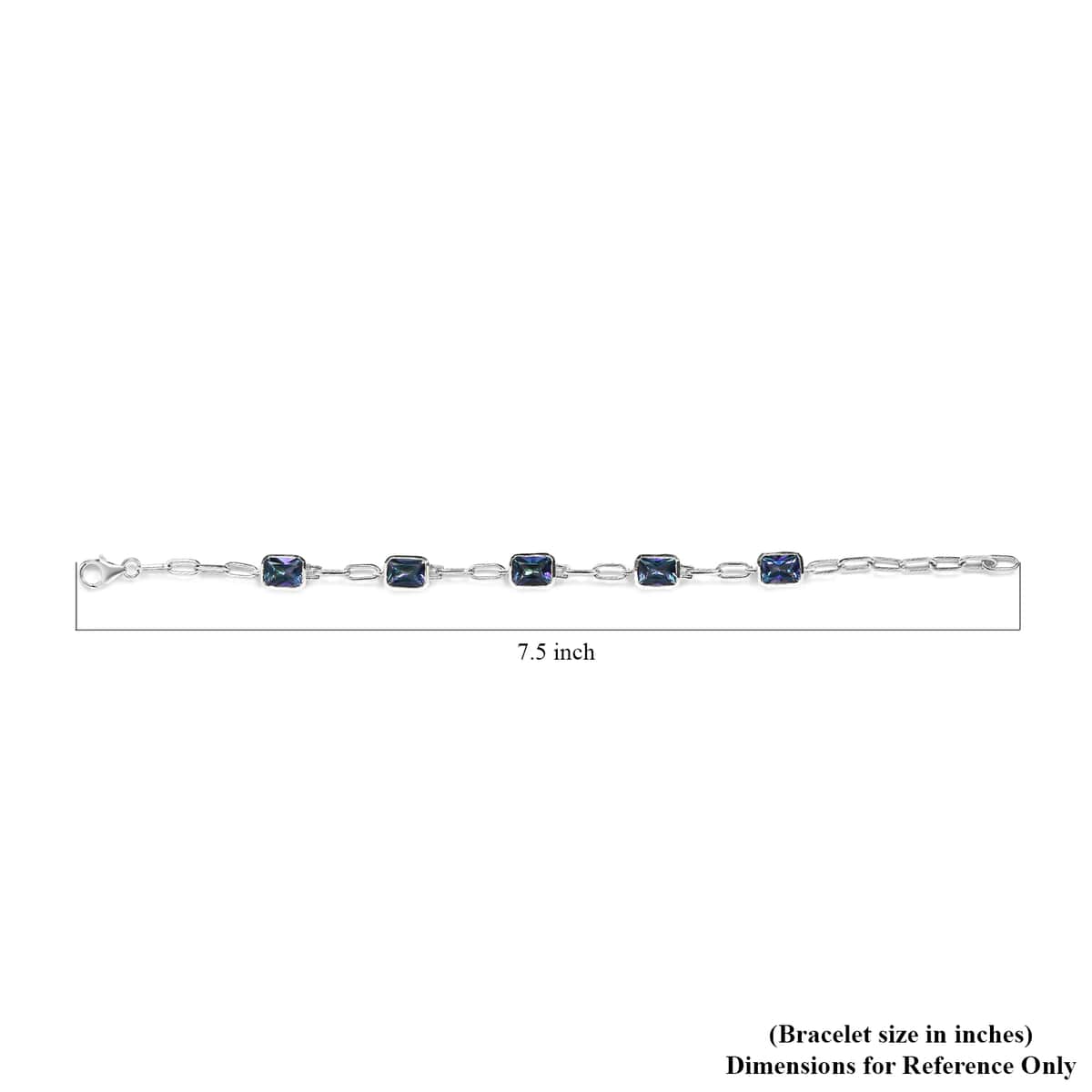 Radiant Cut Brazilian Periwinkle Bloom Petalite Paper Clip Chain Bracelet in Platinum Over Sterling Silver (7.25 In) 6.10 ctw image number 4