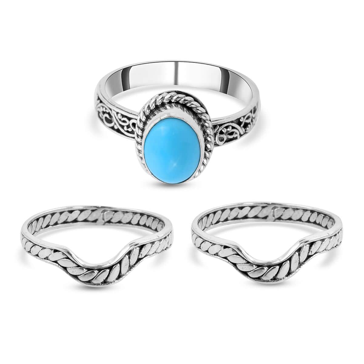 BALI LEGACY American Natural Sleeping Beauty Turquoise Stackable Ring in Sterling Silver 10 Grams 2.20 ctw image number 0