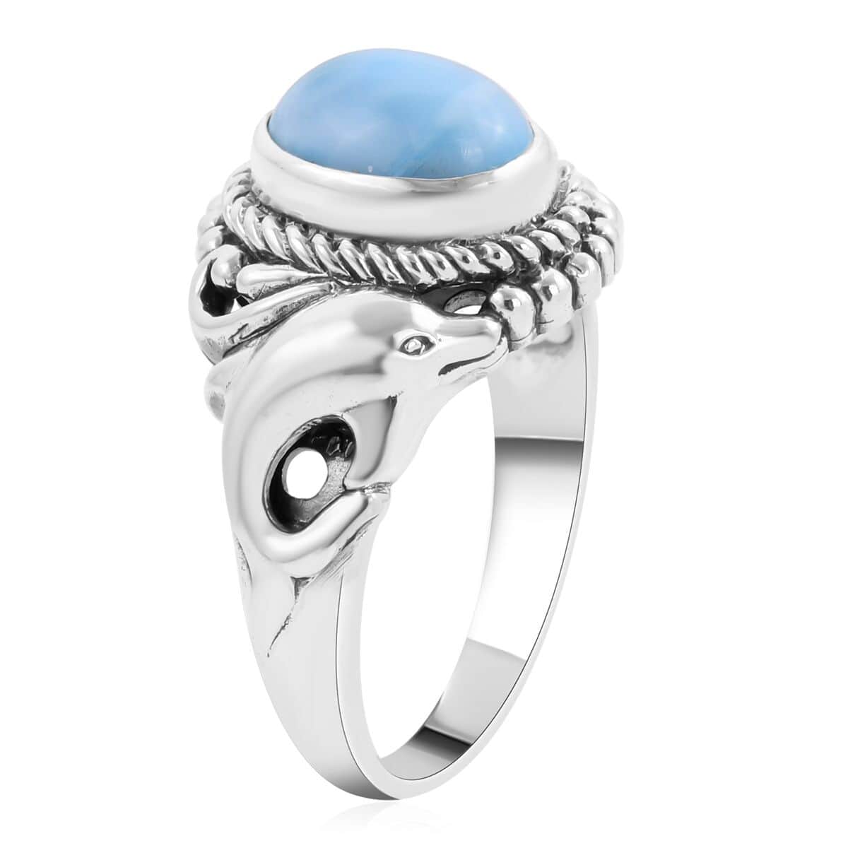 BALI LEGACY Larimar Fish Ring in Sterling Silver (Size 10.0) (8.50 g) 4.00 ctw image number 3