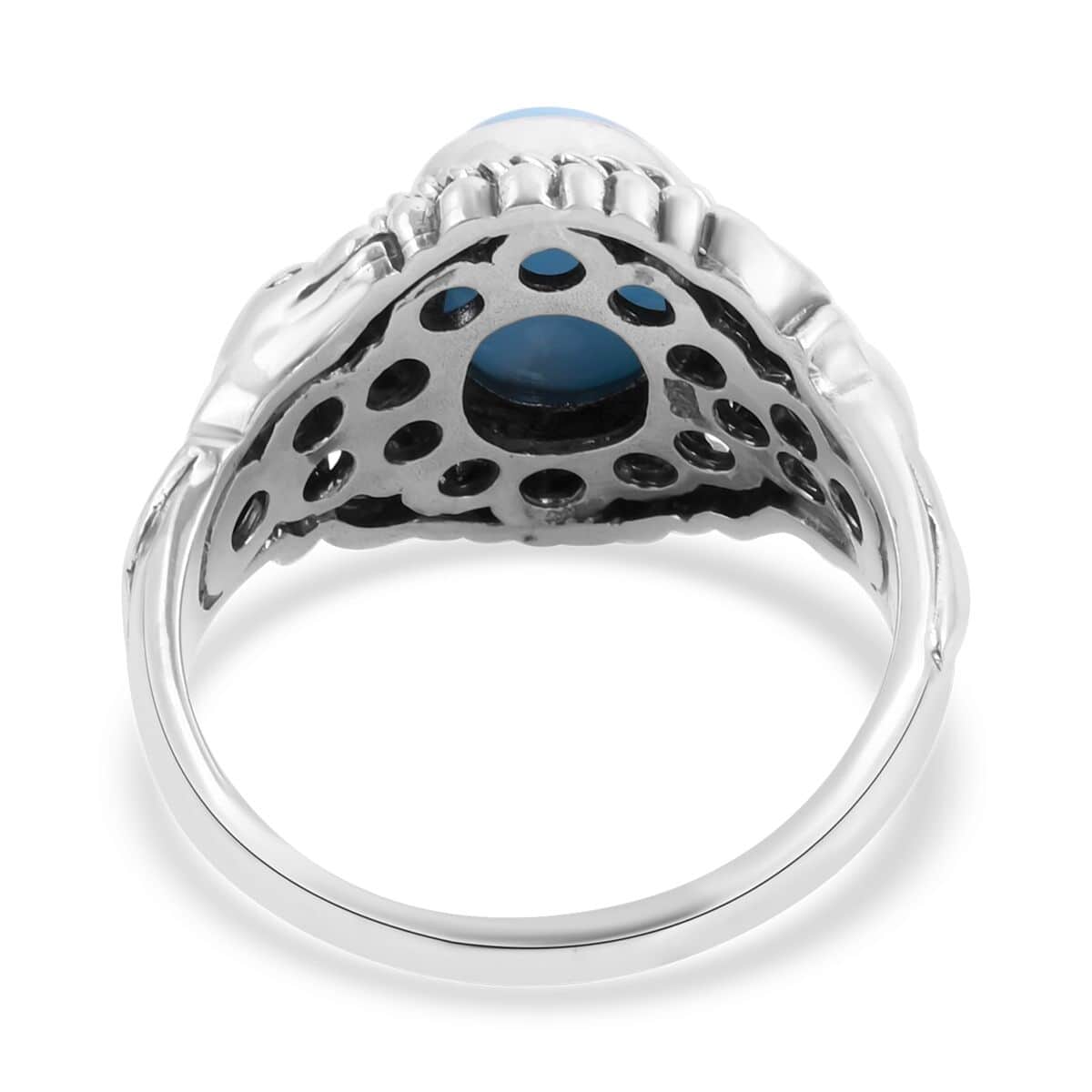 BALI LEGACY Larimar Fish Ring in Sterling Silver (Size 10.0) (8.50 g) 4.00 ctw image number 4