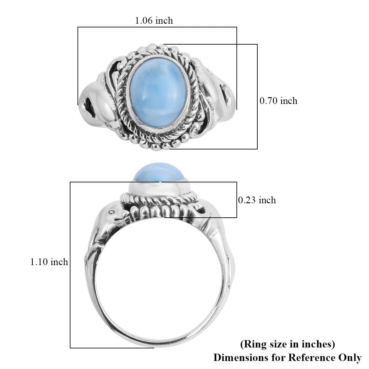BALI LEGACY Larimar Fish Ring in Sterling Silver (Size 10.0) (8.50 g) 4.00 ctw image number 5