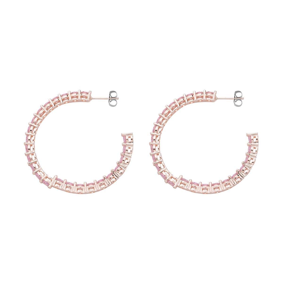 Simulated Pink Diamond Inside Out Hoop Earrings in Rosetone 25.00 ctw image number 3