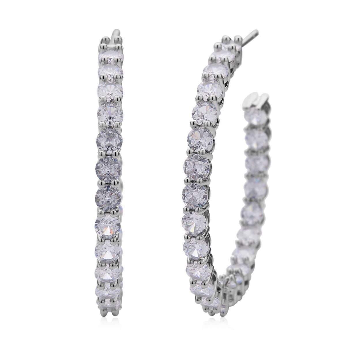 AAA Simulated Diamond Inside Out Hoop Earrings in Silvertone 25.00 ctw image number 0