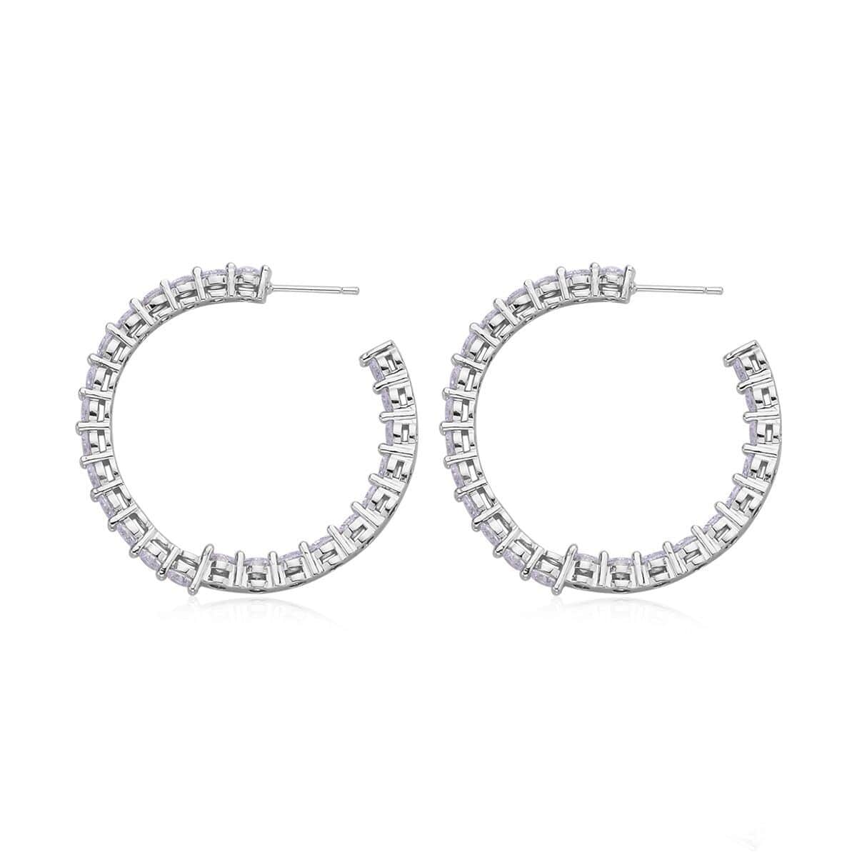 AAA Simulated Diamond Inside Out Hoop Earrings in Silvertone 25.00 ctw image number 3