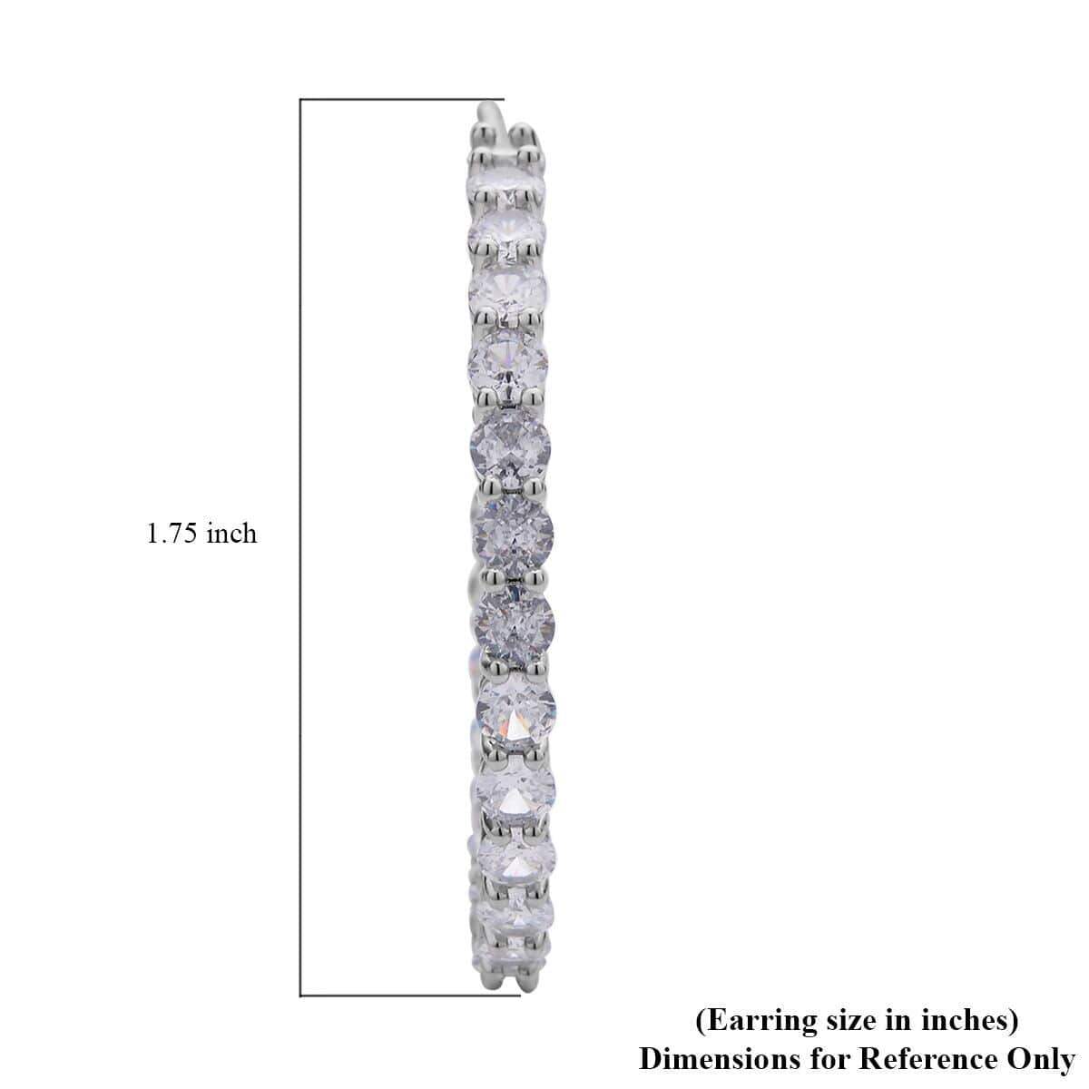 AAA Simulated Diamond Inside Out Hoop Earrings in Silvertone 25.00 ctw image number 4