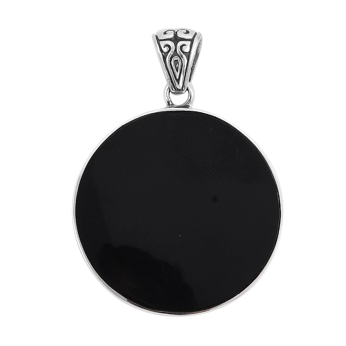 Bali Legacy Black Mother of Pearl Dragon Pendant in Sterling Silver 9 Grams