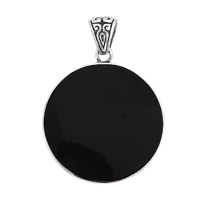 Bali Legacy Black Mother of Pearl Dragon Pendant in Sterling Silver 9 Grams
