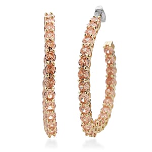 AAA Simulated Champagne Diamond Inside Out Hoop Earrings in Goldtone 25.00 ctw