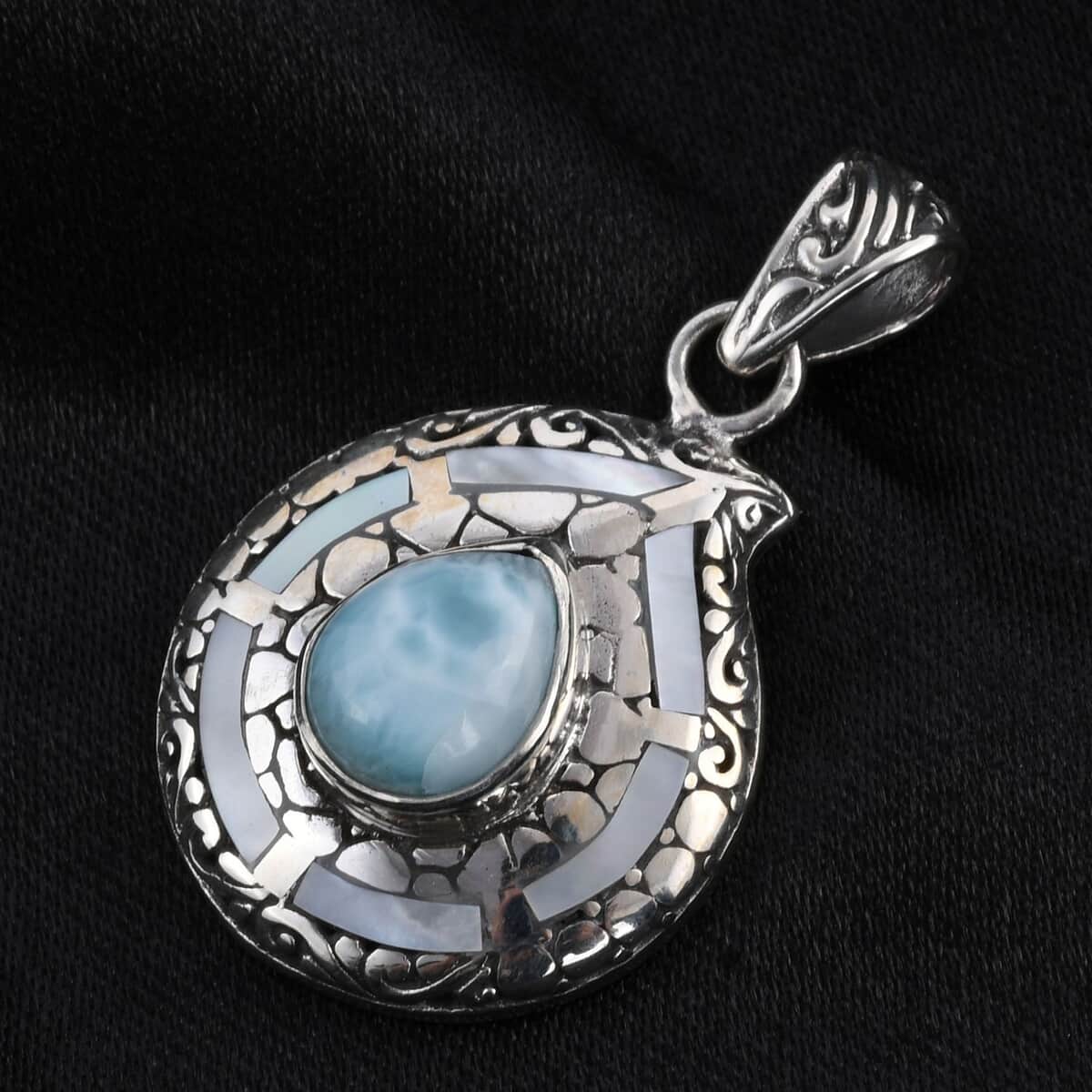 Buy BALI LEGACY Larimar and Mother Of Pearl Pendant in Sterling Silver ...