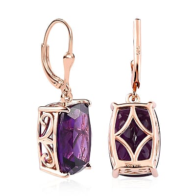 African Amethyst Lever Back Earrings in Vermeil Rose Gold Over Sterling Silver 13.00 ctw