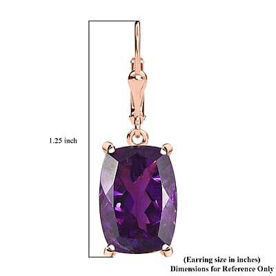 African Amethyst Lever Back Earrings in Vermeil Rose Gold Over Sterling Silver 13.00 ctw