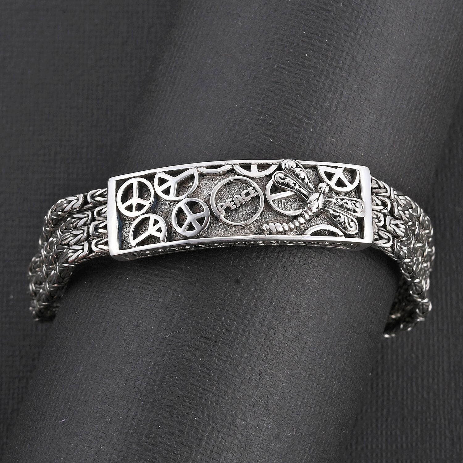 Bali Legacy Sterling Silver Borobudur Chain Dragonfly Bracelet (7.00 In) 41.50 Grams