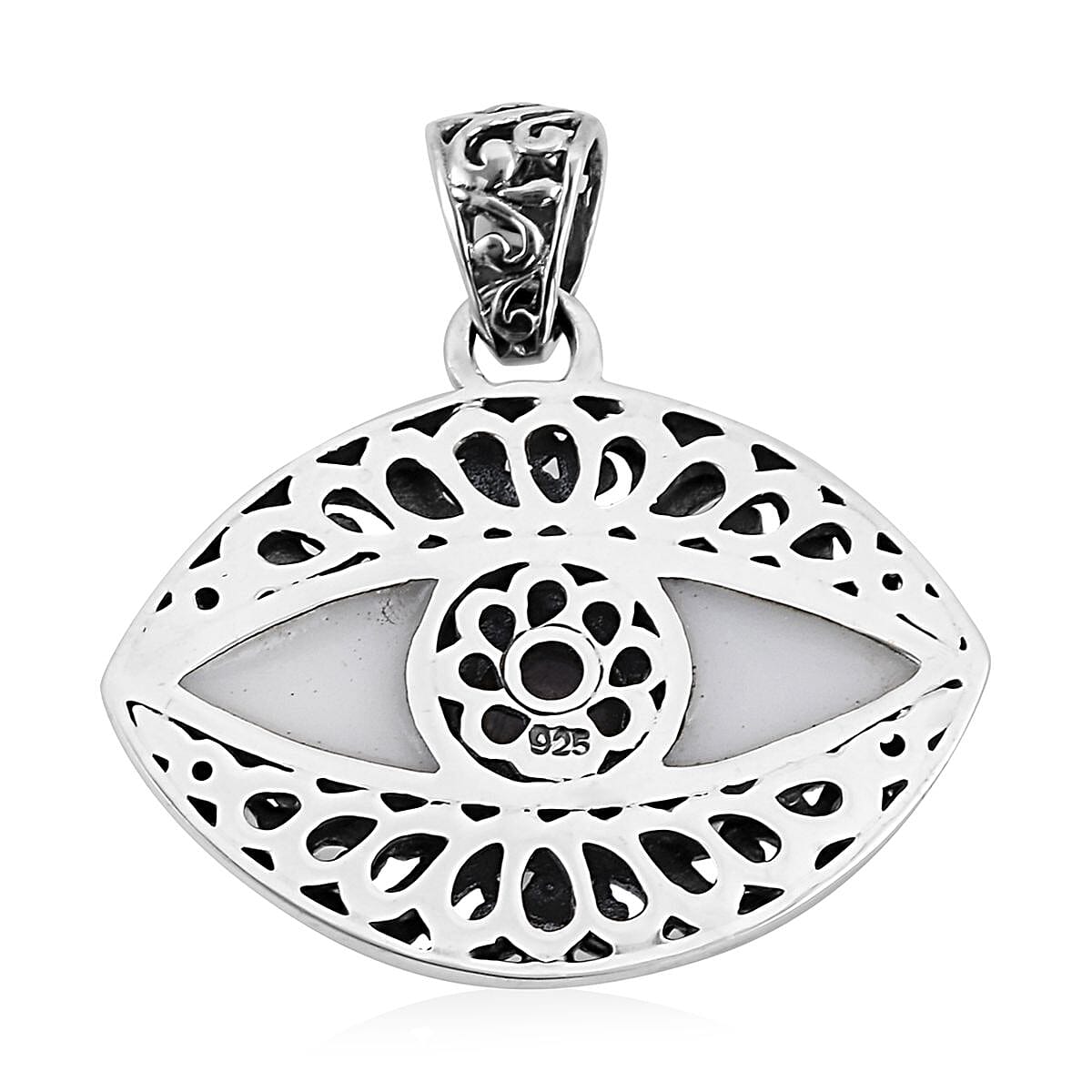 BALI LEGACY Indian Star Ruby and Mother Of Pearl Evil Eye Pendant in Sterling Silver 8 Grams 2.50 ctw image number 3