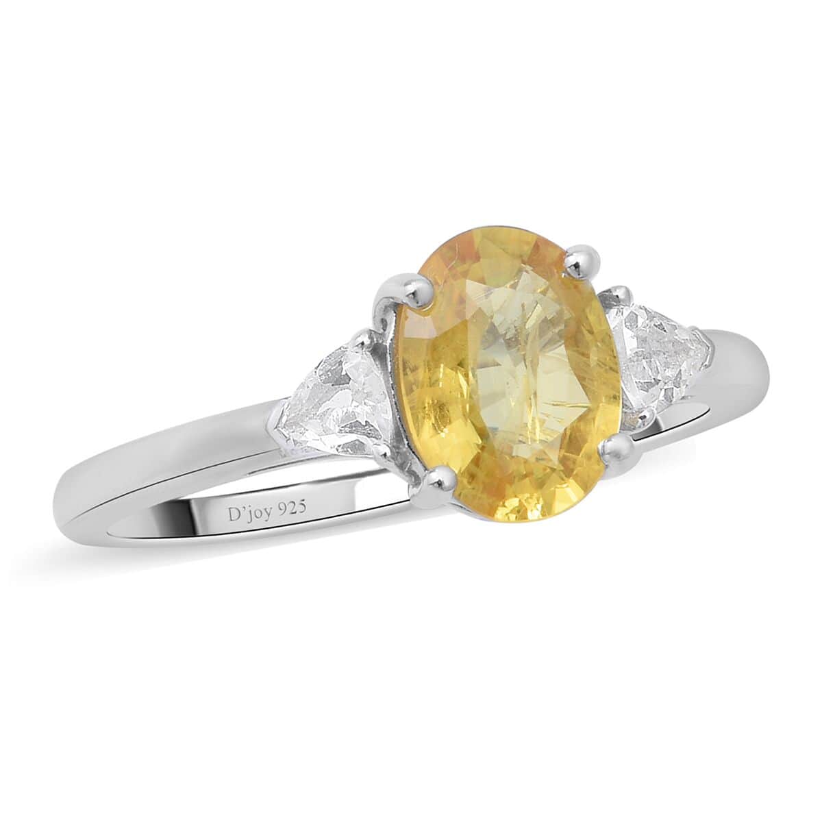 Madagascar Yellow Sapphire and White Topaz Ring in Platinum Over Sterling Silver (Size 10.0) 1.70 ctw image number 0