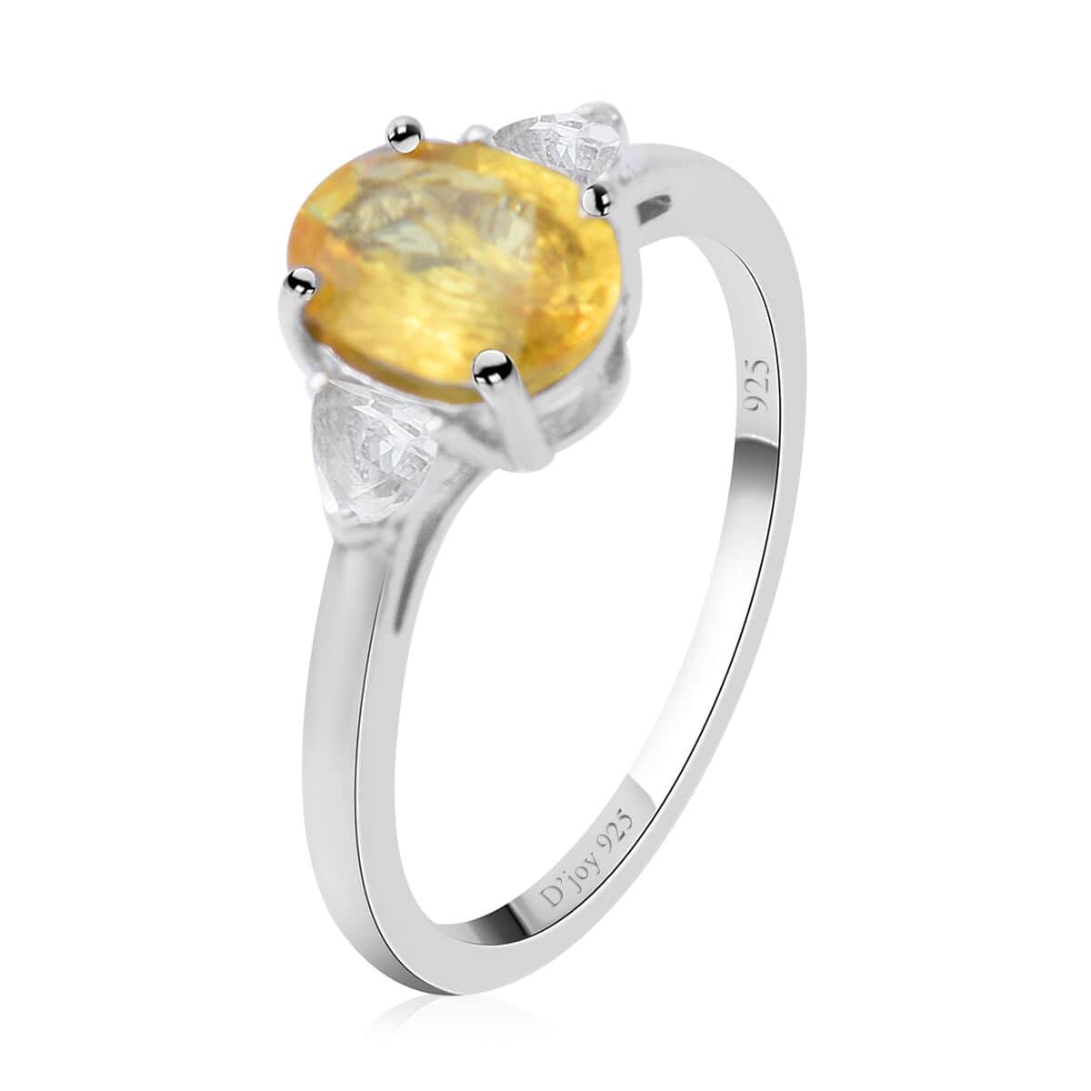 Madagascar Yellow Sapphire and White Topaz Ring in Platinum Over Sterling Silver 1.70 ctw image number 2
