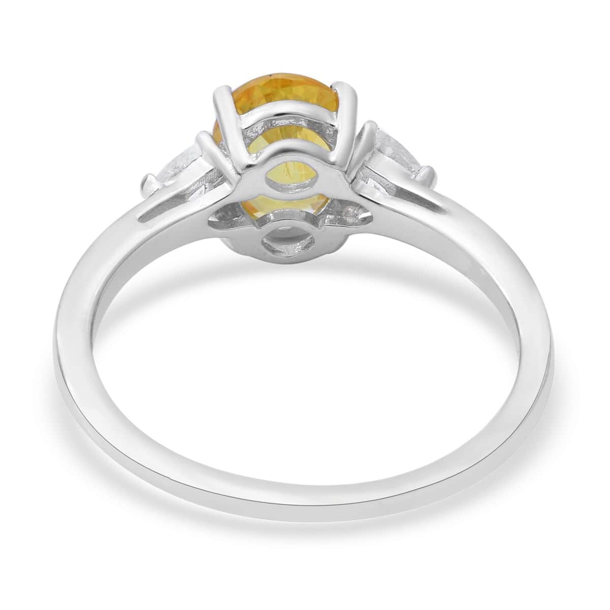 Madagascar Yellow Sapphire and White Topaz Ring in Platinum Over Sterling Silver (Size 10.0) 1.70 ctw image number 3
