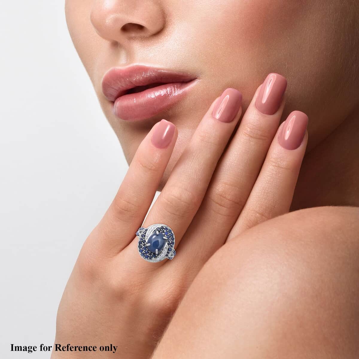 Thai Blue Star Sapphire, Multi Gemstone Split Shank Ring in Platinum Over Sterling Silver (Size 10.0) 5.25 ctw image number 1