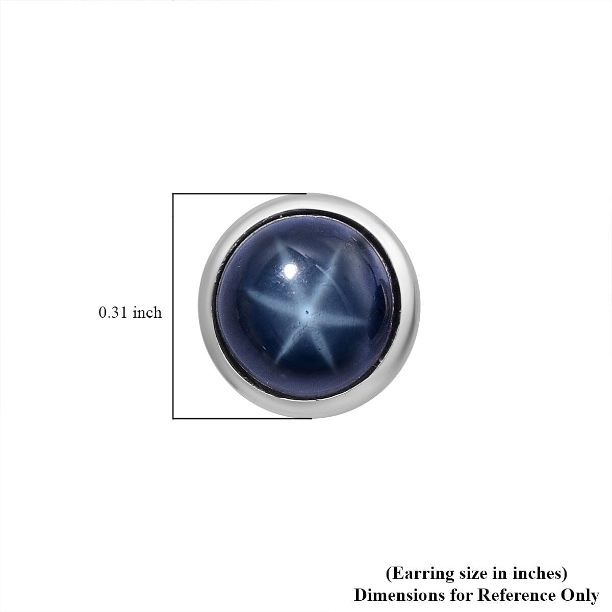 Blue Star Sapphire Stud Earrings in Platinum Over Sterling Silver 3.00 ctw