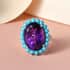 African Amethyst and Natural Sleeping Beauty Turquoise Floral Ring in Platinum Over Sterling Silver 19.00 ctw image number 1