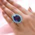 African Amethyst and Natural Sleeping Beauty Turquoise Floral Ring in Platinum Over Sterling Silver 19.00 ctw image number 2