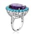 African Amethyst and Natural Sleeping Beauty Turquoise Floral Ring in Platinum Over Sterling Silver 19.00 ctw image number 3