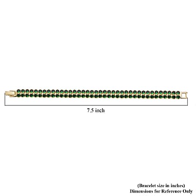 Simulated Emerald Double Row Tennis Bracelet in Goldtone (6.50 In)