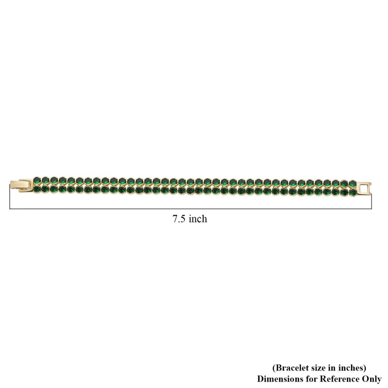 Simulated Emerald Double Row Tennis Bracelet in Goldtone (6.50 In)