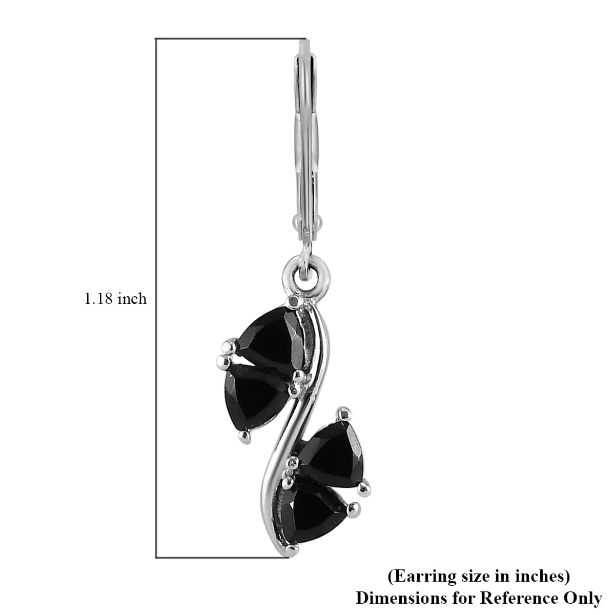 Thai Black Spinel Lever Back Earrings in Stainless Steel 2.65 ctw image number 4
