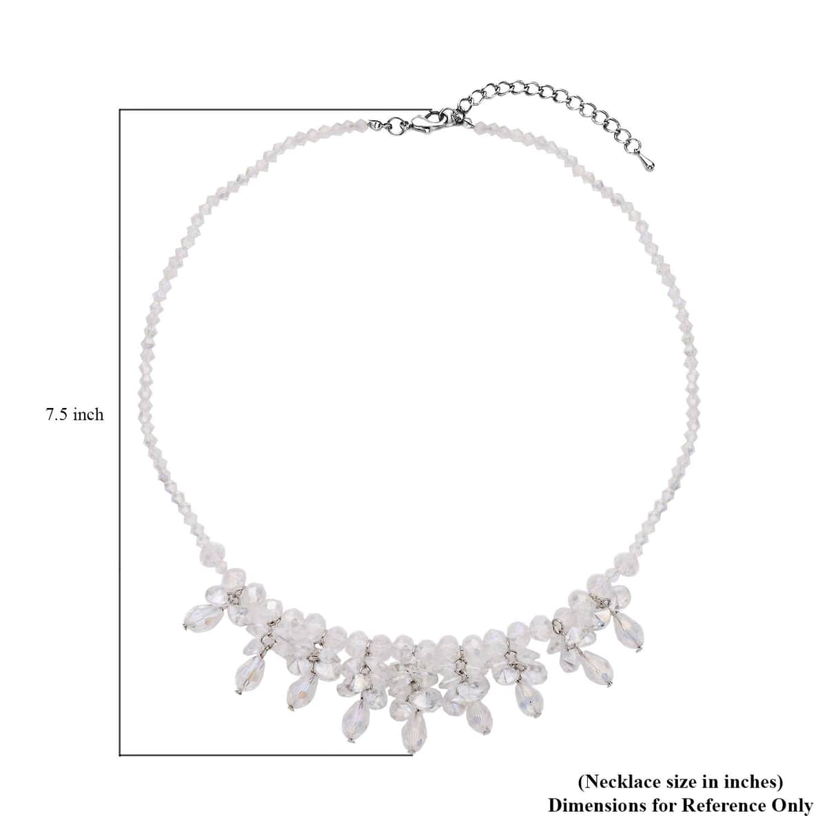White Aurora Borealis Glass Beaded Sparkle Necklace 18-20 Inches in Silvertone image number 4