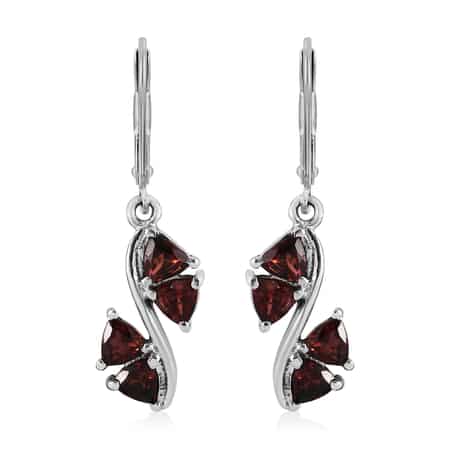 Mozambique Garnet Lever Back Earrings in Stainless Steel 2.25 ctw image number 0