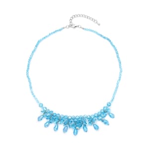Blue Glass Beaded Sparkle Necklace in Silvertone 18-20 Inches