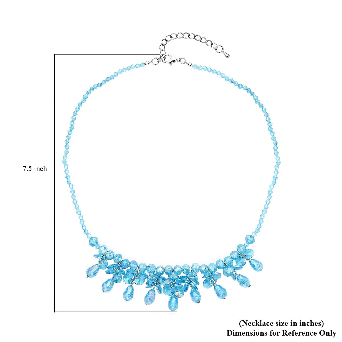 Blue Glass Beaded Sparkle Necklace in Silvertone 18-20 Inches image number 4
