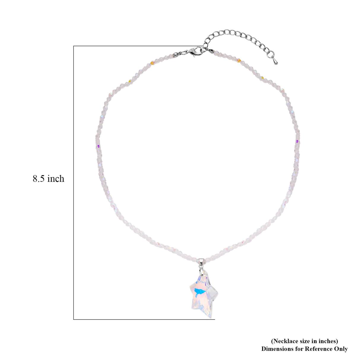 Simulated White Aurora Borealis Star Pendant with Beaded Necklace in Silvertone 20-22 Inches image number 4