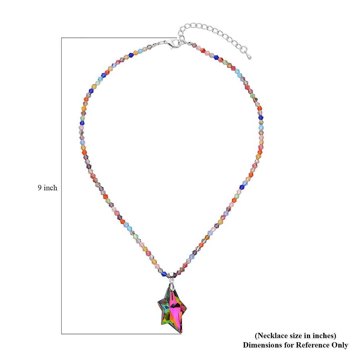 Simulated Multi Gemstone Star Pendant with Beaded Necklace in Silvertone 20-22 Inches image number 4