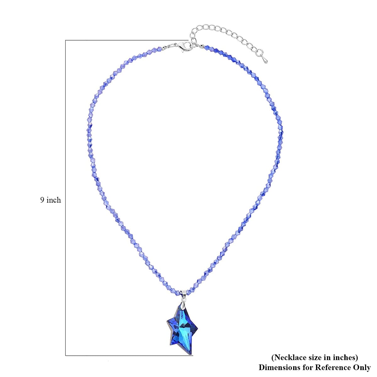 Simulated Blue Topaz Star Pendant with Beaded Necklace in Silvertone 20-22 Inches image number 4