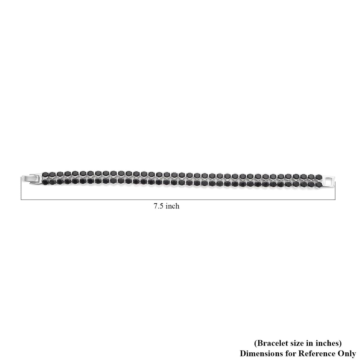 Simulated Black Diamond Double Row Tennis Bracelet in Silvertone (7.25 In) image number 3