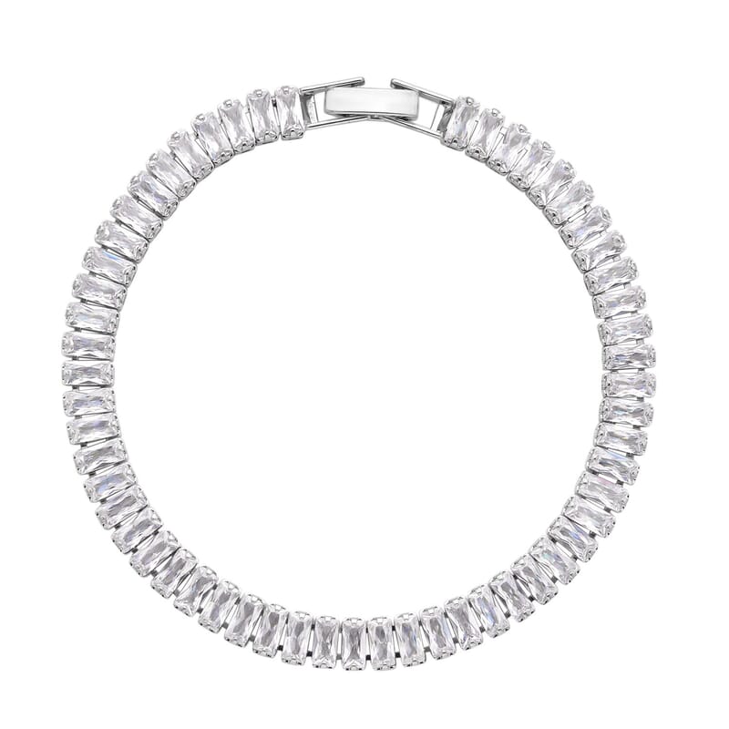 Simulated Diamond Tennis Bracelet in Silvertone (6.50 In) 25.00 ctw